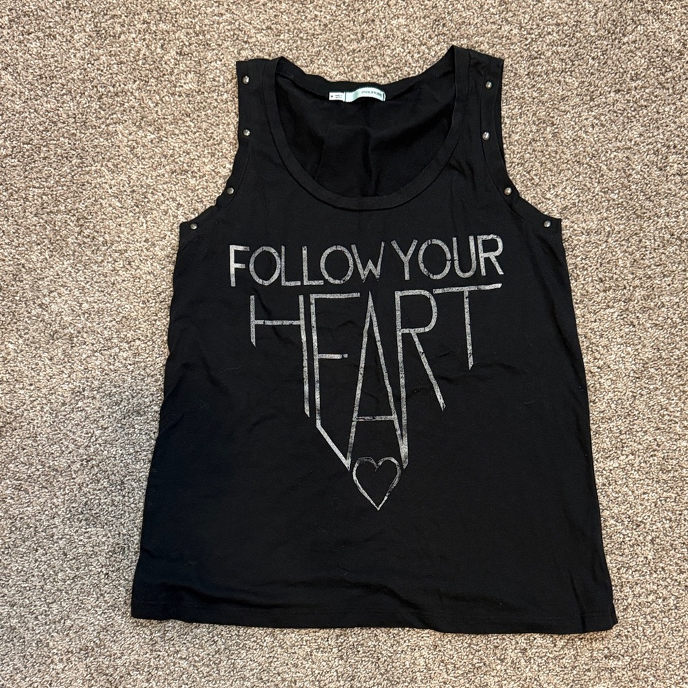 Black Sleeveless Top with Graphic Print